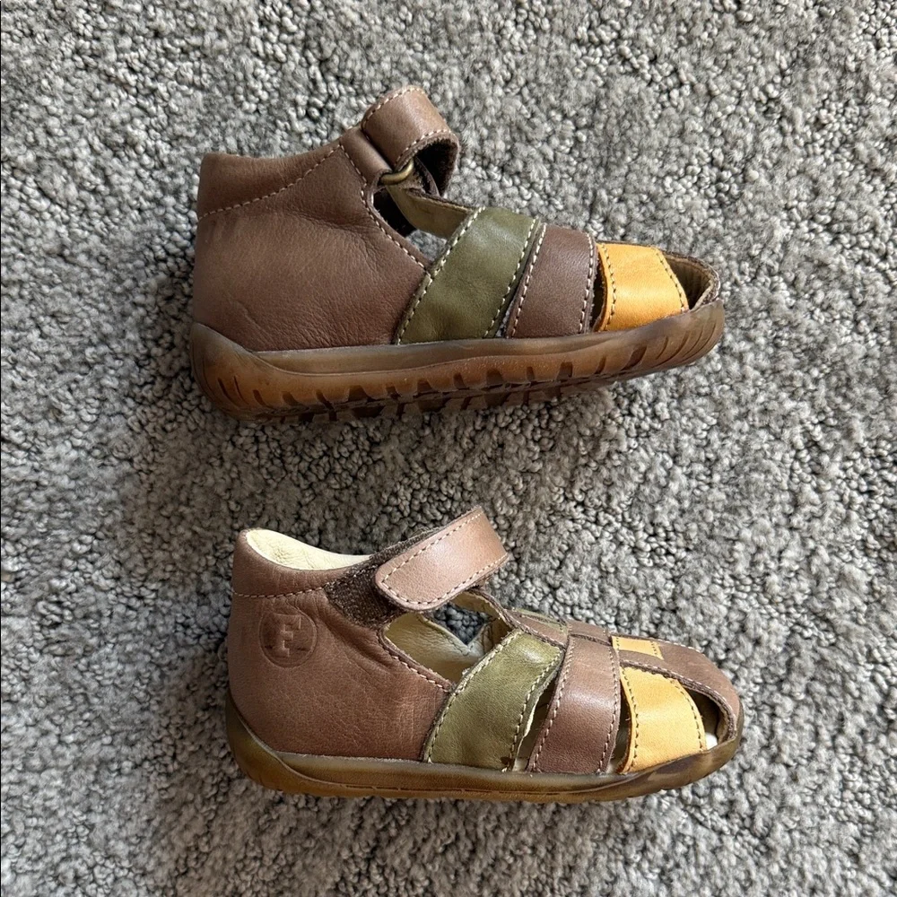 Falcotto Brown and Yellow Baby Shoes